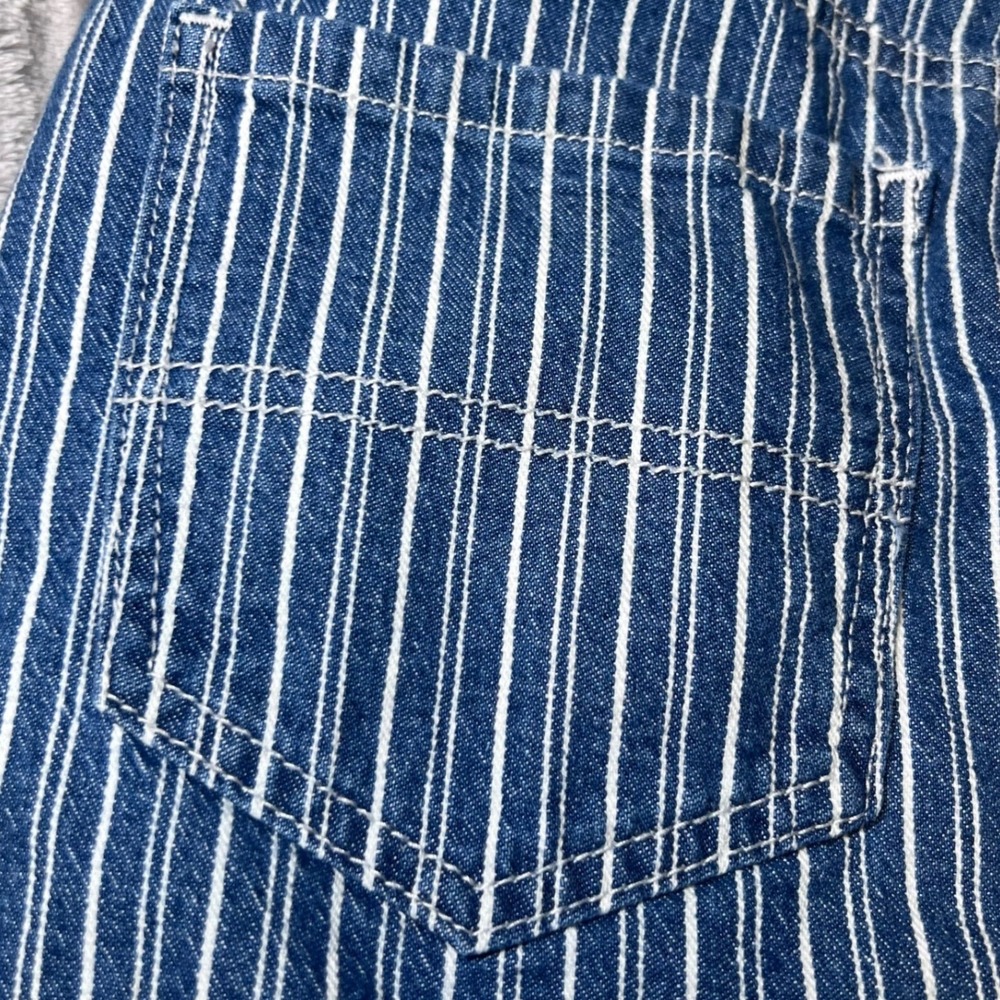Dickies Girls Womens Size 1/25 Button Fly Mini Skirt Blue White Stripe Denim Y2K - Picture 11 of 13